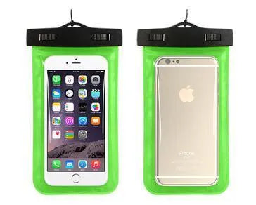 AQUA-ONE waterproof phone pouch showing clear PVC construction with phone visible inside