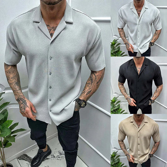 Men's stylish cotton blend short sleeve cardigan shirt in various colours
