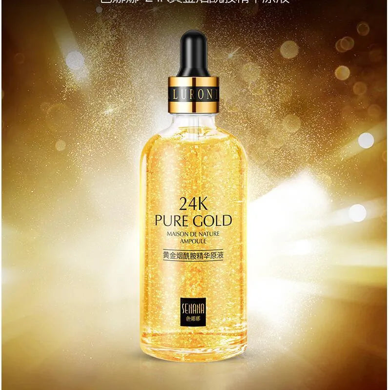 24K gold nicotinamide anti-ageing face serum gel in 15ml, 50ml and 100ml sizes