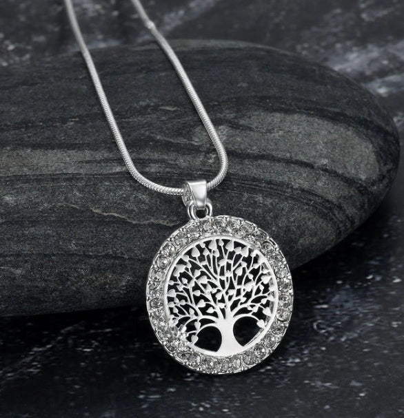 Asgard Crafted Celtic Tree of Life Pendant with cubic zirconia in gold, rose gold, or silver