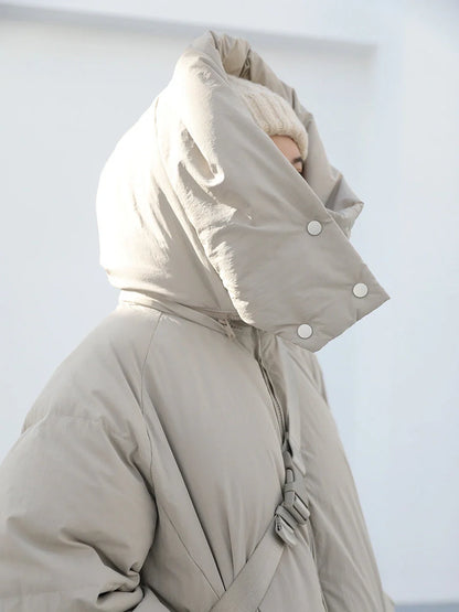 Stylish duck down jacket with detachable hood in black and khaki