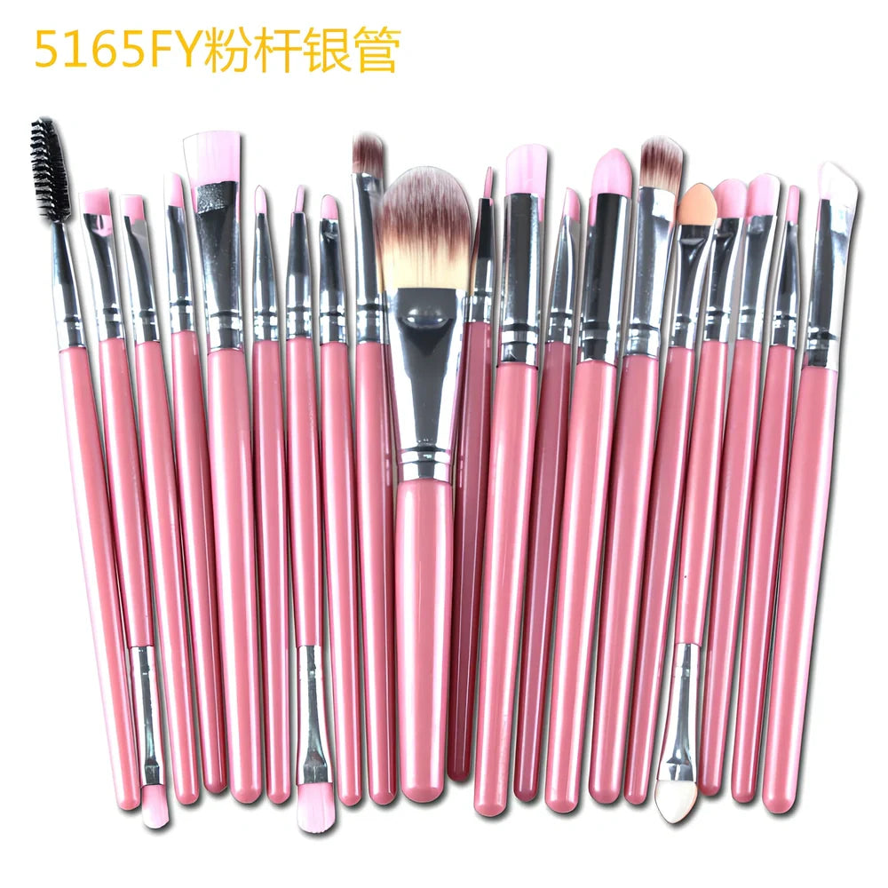 Cosmetic brush kit with 3cm nylon bristles and 14cm plastic handles in multiple colour options