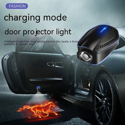 Black car ambient light laser projector unit with electronic components for vehicle installation