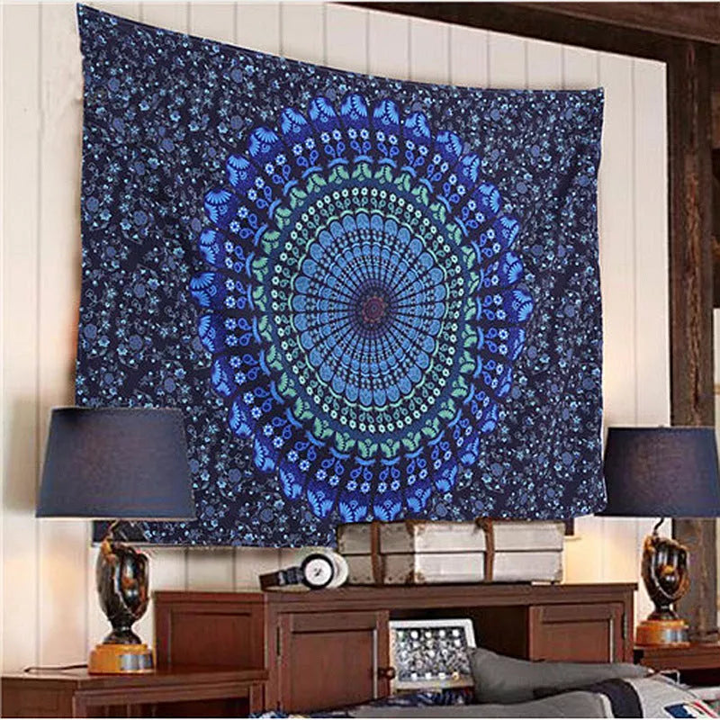 Vibrant elephant mandala tapestry with 3D digital printing for wall decor