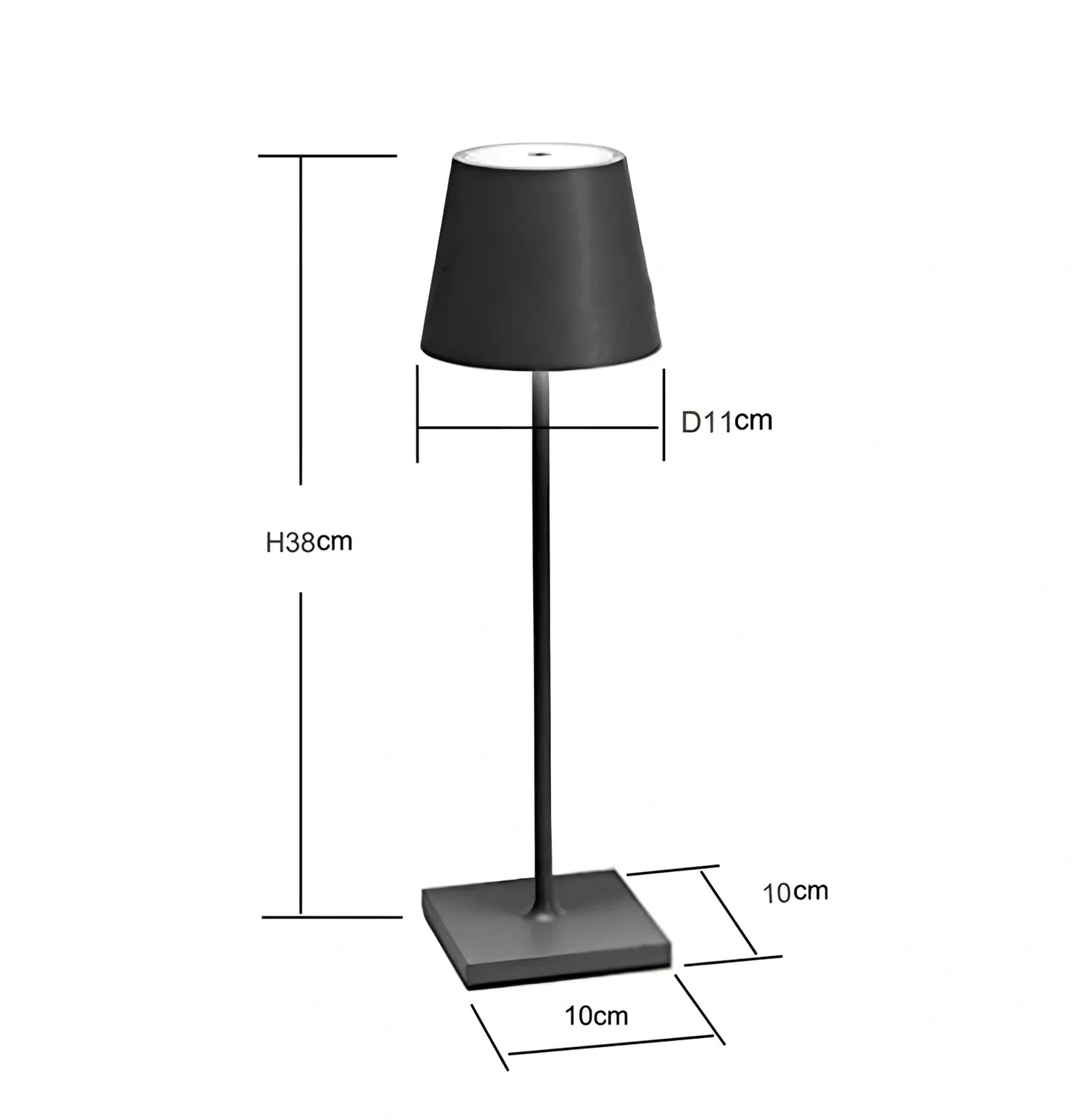 Black touch dimming wireless table lamp 38cm tall with 220 lumens output for outdoor use