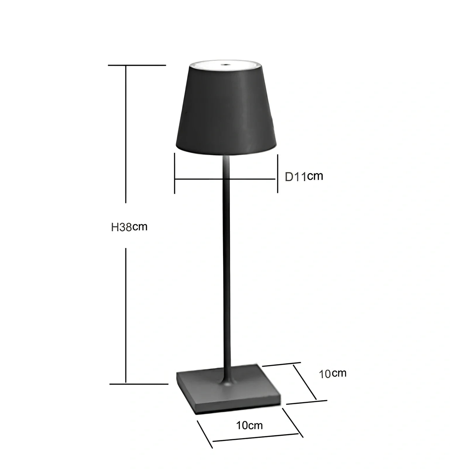Black touch dimming wireless table lamp 38cm tall with 220 lumens output for outdoor use