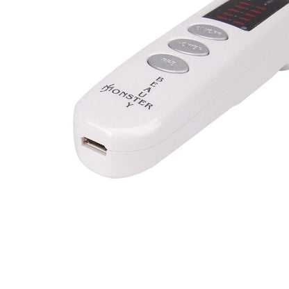 White multifunctional beauty instrument with adjustable speed settings, approximately 15cm length