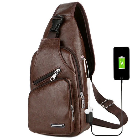 Stylish USB charging messenger bag with durable, wear-resistant fabric and multiple interior compartments for organized storage