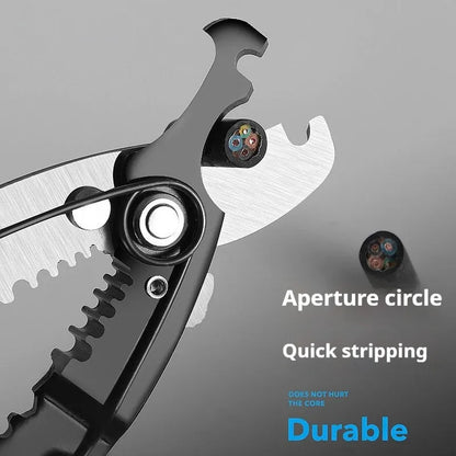 Fully automatic wire stripping pliers with high carbon steel blades and 45 # steel construction, 0.361kg weight