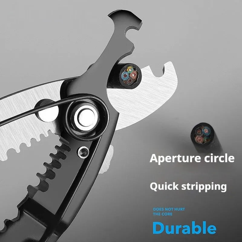 Multifunctional Electrician Wire Stripping Pliers Tool: Fully automatic wire stripper with high carbon steel blades and 45 # steel construction for precise electrical work