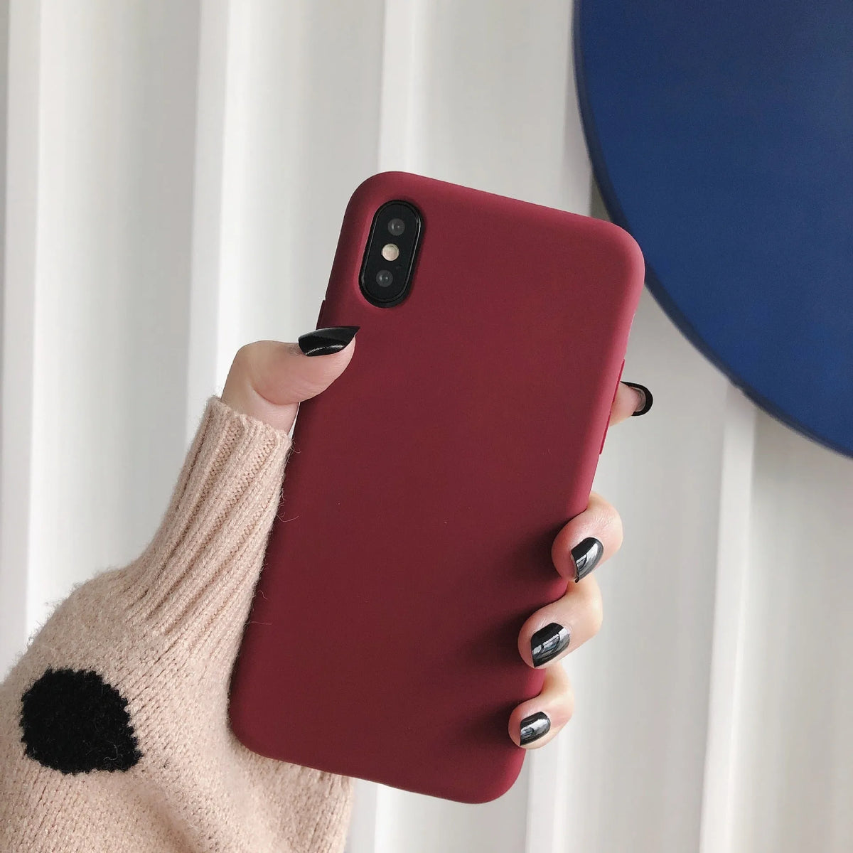 Silicone phone case for iPhone XR and XS Max in a selection of eight colours on a white background