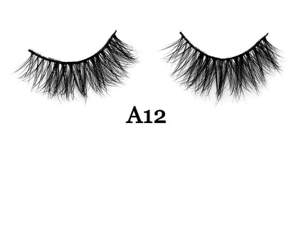 Handmade 3D mink false eyelashes showing 12mm length and 0.07mm diameter fibres for natural volume