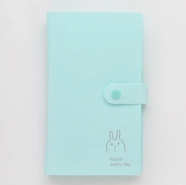 PVC business card holder book with protective shell and smile logo, measuring 190mm by 120mm
