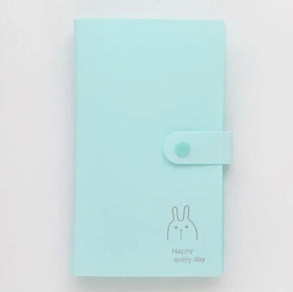 PVC business card holder book with protective shell and smile logo, measuring 190mm by 120mm