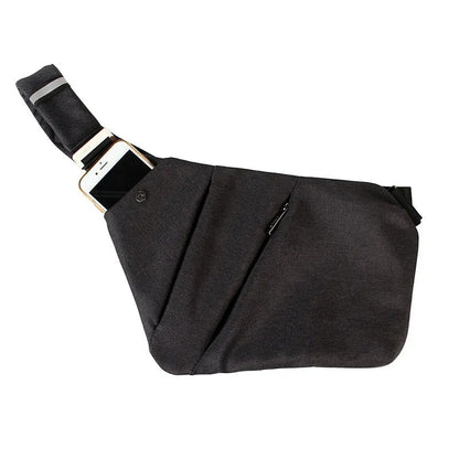 Canvas chest bag 31x20x1cm, 190g, one-shoulder crossbody with anti-radiation fabric inside, smoke black or silver grey