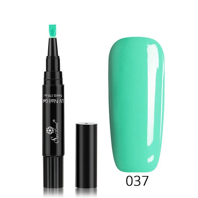 3-in-1 Gel Nail Varnish Pen with Glitter for One-Step Nail Art