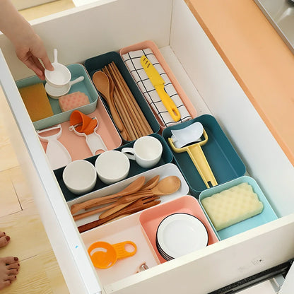 Plastic drawer organiser for underwear storage in multiple sizes and colours