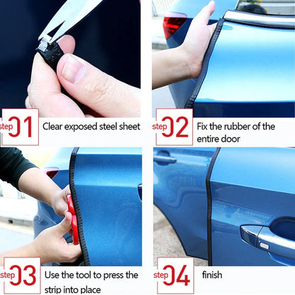 Universal car door anti-collision strip with steel disc for edge protection