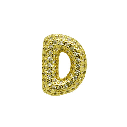 Retro copper bracelet with a letter 'A' charm featuring micro inlaid zircon, shown in a gold finish.