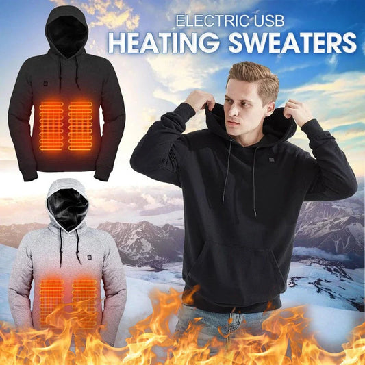 2024 Outdoor Electric USB Heating Jacket in black and grey with adjustable heat settings