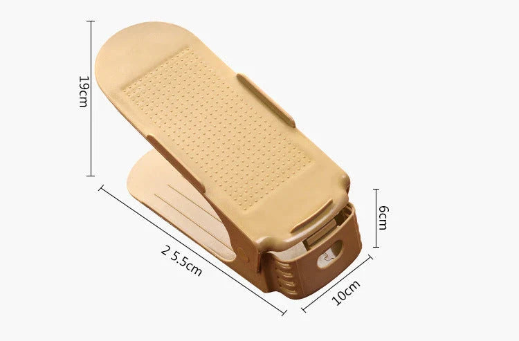 Adjustable dual-tier shoe organizer rack made of durable polypropylene material