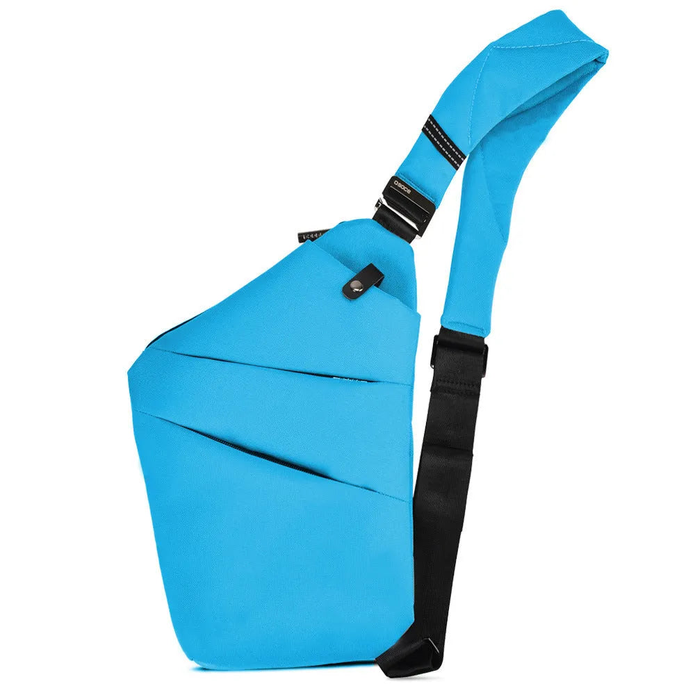 Canvas chest bag 31x20x1cm, 190g, one-shoulder crossbody with anti-radiation fabric inside, smoke black or silver grey