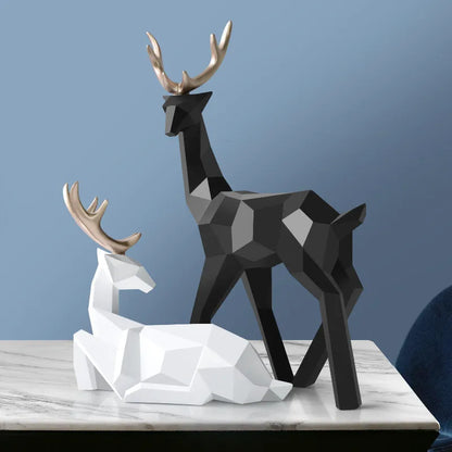 Resin deer statue in simple modern style for home decor table ornament