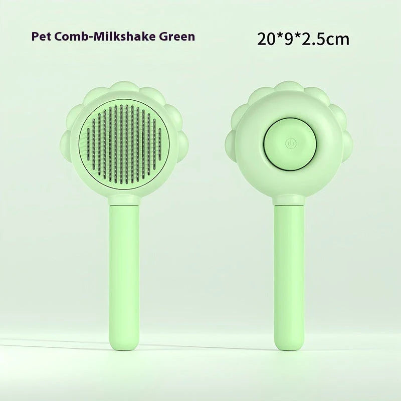 Self-Cleaning Pet Grooming Brush with Spray - Gentle Deshedding Tool for Cats and Dogs