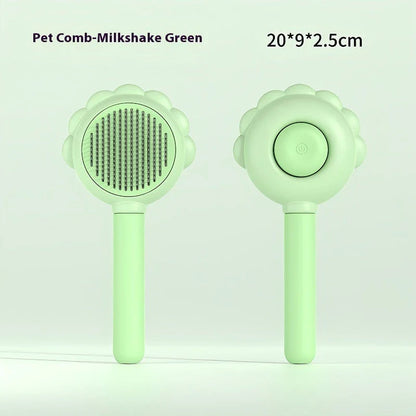 Self-Cleaning Pet Grooming Brush with Spray - Gentle Deshedding Tool for Cats and Dogs