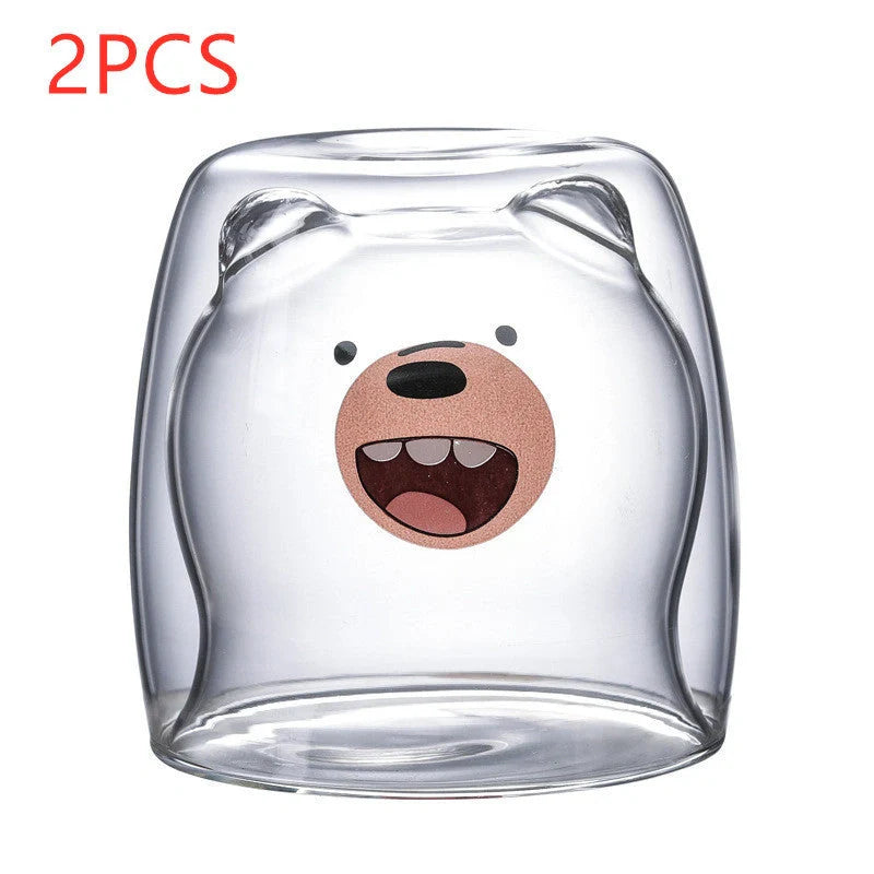 3D double-layer panda cup with skull design for wine, featuring inner Christmas tree pattern