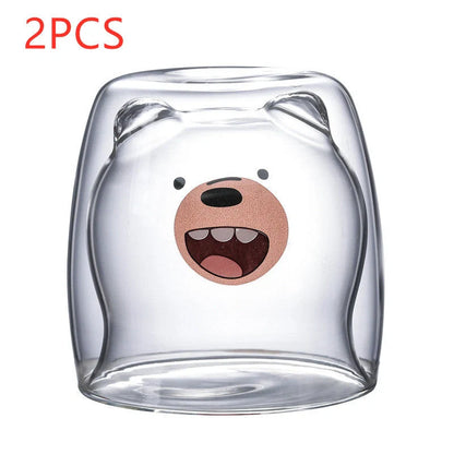 3D double-layer panda cup with skull design for wine, featuring inner Christmas tree pattern