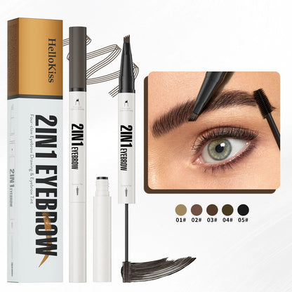 Two-in-one waterproof sweat-resistant eyebrow cream in multiple shades including brown and black