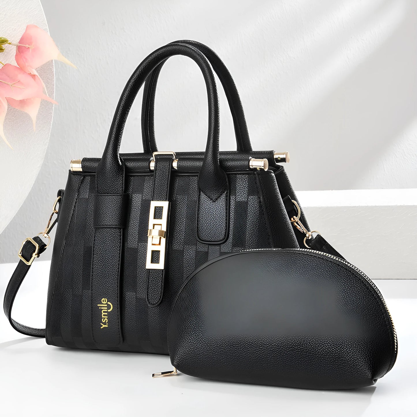Round crossbody shoulder handbag in PU leather, shown in a choice of eight colours including black, khaki, and pink.