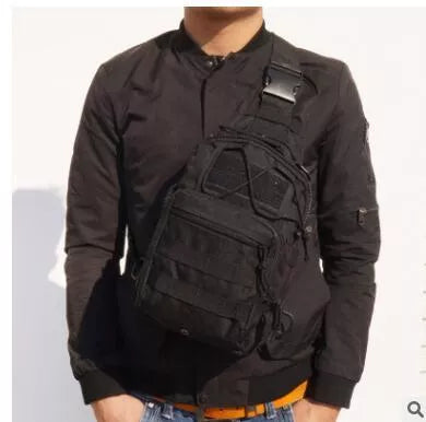 Compact camouflage canvas chest bag for outdoor sports, waterproof and lightweight