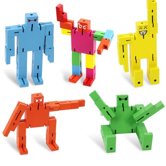 Assembled wooden educational toys for children in vibrant colours