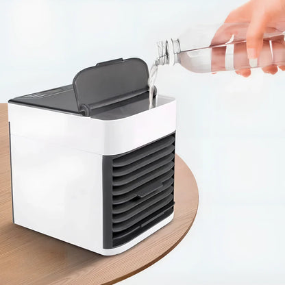 USB portable desktop air conditioner fan with humidifier and 7-color lighting