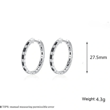 Elegant black zircon earrings featuring a geometric design, crafted from premium copper for a lustrous finish