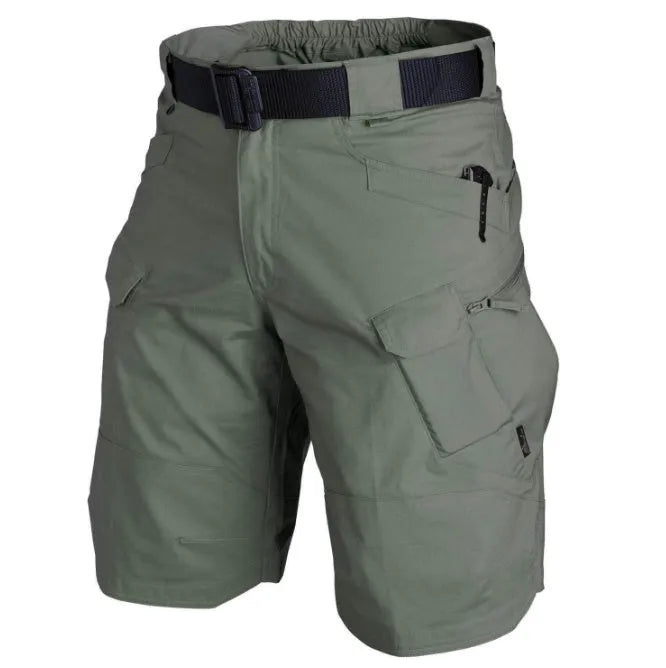 Men's cotton blend tactical shorts in camouflage pattern for outdoor hiking and camping activities