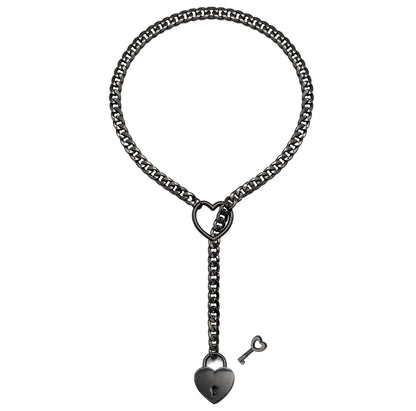 Adjustable heart-shaped O-ring slip chain necklace in alloy
