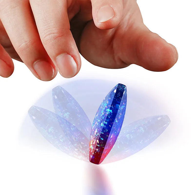 Desk toy rotating flip galactic edition anti-stress fidget toy for adults and kids, resin construction quadrilateral 4cm x 4cm x 1.3cm pocket-sized for desk play, includes gyro spinner for hand tricks and dexterity development