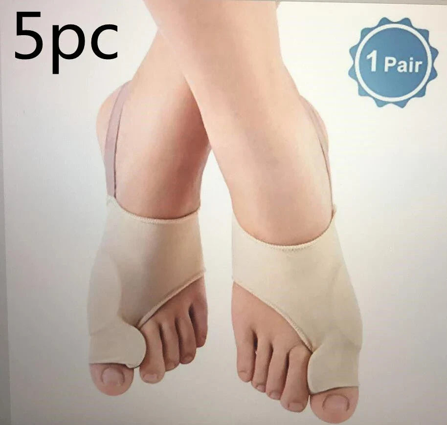 Corrective toe separator socks featuring a gel pad for bunion pain relief and a silicone toe spacer for proper foot alignment