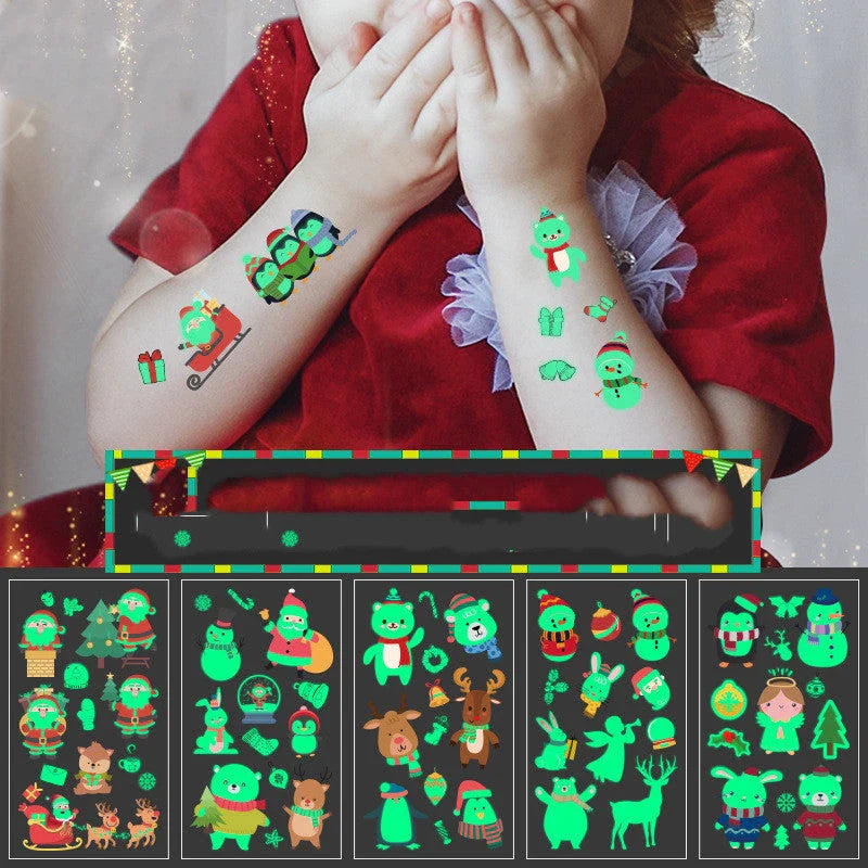 Homeenjoy UK Glow-in-the-Dark Christmas Santa Tattoo Stickers