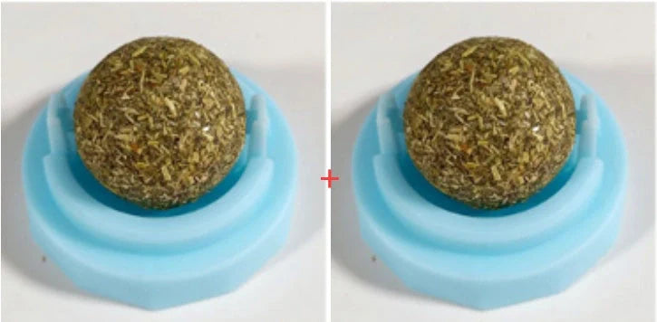 Self-adhesive rotated catnip lick ball for cats, natural play stimulation
