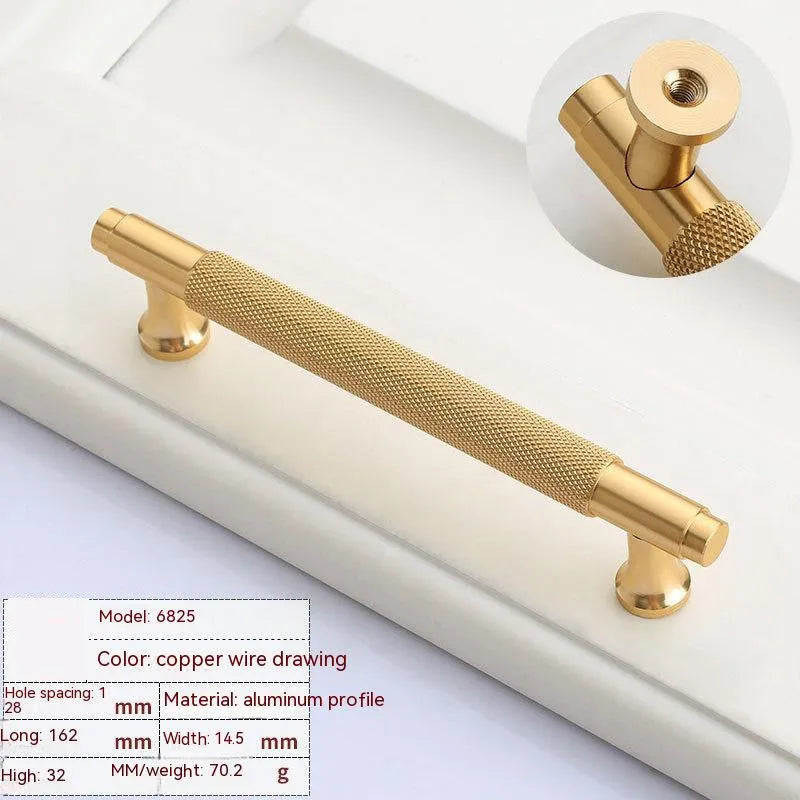 Modern brushed brass aluminium alloy furniture handle with European-style design