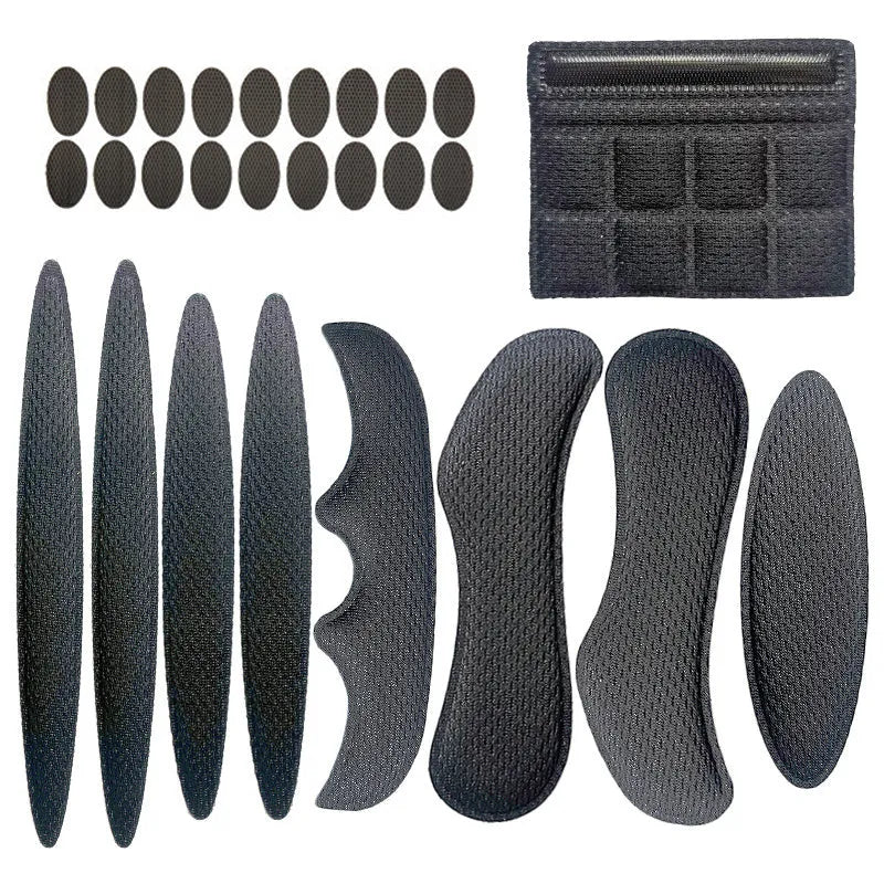 Cycling helmet liner with velcro chin pad in blue, black, red and grey colour options