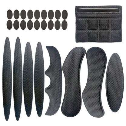 Cycling helmet liner with velcro chin pad in blue, black, red and grey colour options