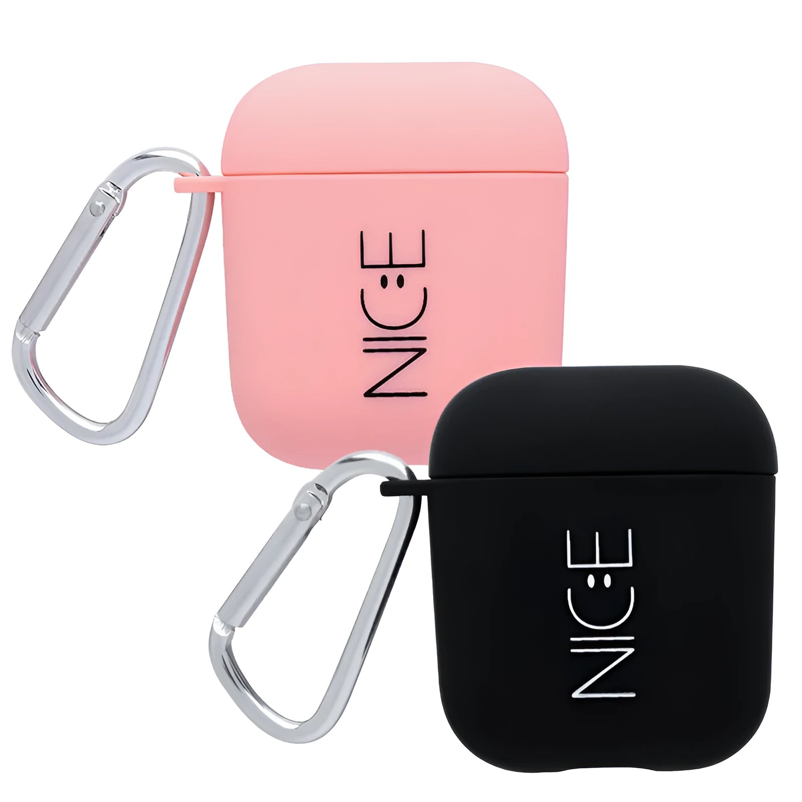 Black and Pink hard PC plastic covers for AirPods cases with decorative patterns.
