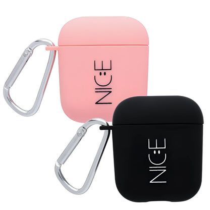 Black and Pink hard PC plastic covers for AirPods cases with decorative patterns.