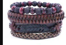 Men's vintage braided leather bracelet, a stylish and durable accessory for any occasion.