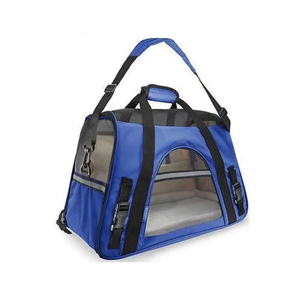 Breathable portable pet strap handbag in oxford cloth and nylon mesh for small dogs and cats, available in 11 colours.